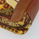 Salvatore Ferragamo Gancini Hand Bag Nylon Brown Gold Auth 163292-14