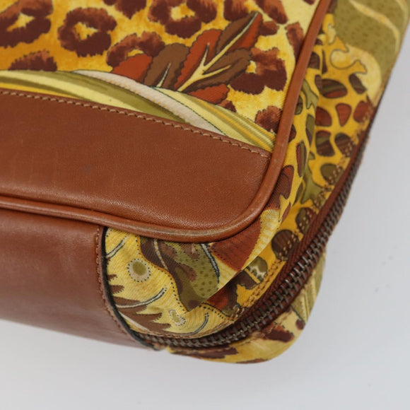 Salvatore Ferragamo Gancini Hand Bag Nylon Brown Gold Auth 163292