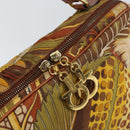 Salvatore Ferragamo Gancini Hand Bag Nylon Brown Gold Auth 163292-10