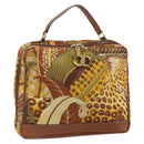 Salvatore Ferragamo Gancini Hand Bag Nylon Brown Gold Auth 163292-1