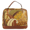 Salvatore Ferragamo Gancini Hand Bag Nylon Brown Gold Auth 163292-2