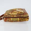 Salvatore Ferragamo Gancini Hand Bag Nylon Brown Gold Auth 163292-4