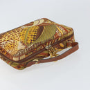 Salvatore Ferragamo Gancini Hand Bag Nylon Brown Gold Auth 163292-6
