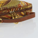 Salvatore Ferragamo Gancini Hand Bag Nylon Brown Gold Auth 163292-7