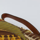 Salvatore Ferragamo Gancini Hand Bag Nylon Brown Gold Auth 163292-8