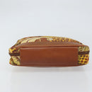 Salvatore Ferragamo Gancini Hand Bag Nylon Brown Gold Auth 163292-5