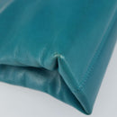 BVLGARI Hand Bag Leather Silver Emerald Green Auth 163293-14