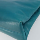 BVLGARI Hand Bag Leather Silver Emerald Green Auth 163293-15