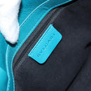 BVLGARI Hand Bag Leather Silver Emerald Green Auth 163293-18