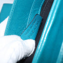 BVLGARI Hand Bag Leather Silver Emerald Green Auth 163293-12