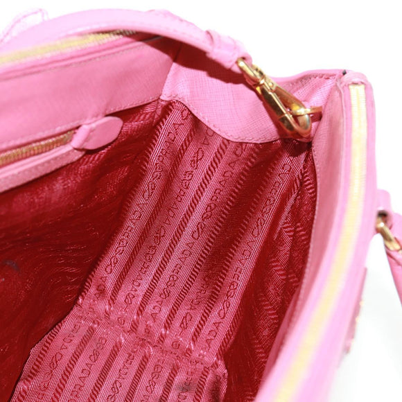 PRADA Galleria Hand Bag Safiano leather 2way Pink Gold Auth 163295V