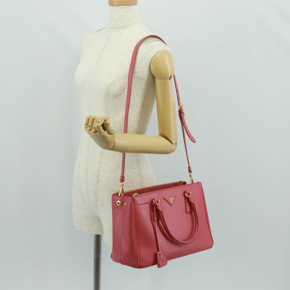 PRADA Galleria Hand Bag Safiano leather 2way Pink Gold Auth 163295V