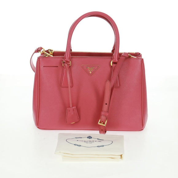 PRADA Galleria Hand Bag Safiano leather 2way Pink Gold Auth 163295V