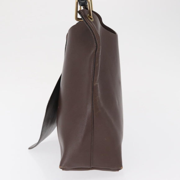 GUCCI Bamboo Shoulder Bag Leather Dark Brown Gold 001 1553 1880 Auth 163296