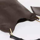 GUCCI Bamboo Shoulder Bag Leather Dark Brown Gold 001 1553 1880 Auth 163296-6