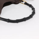 GUCCI Bamboo Shoulder Bag Leather Dark Brown Gold 001 1553 1880 Auth 163296-7