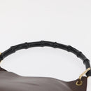 GUCCI Bamboo Shoulder Bag Leather Dark Brown Gold 001 1553 1880 Auth 163296-8