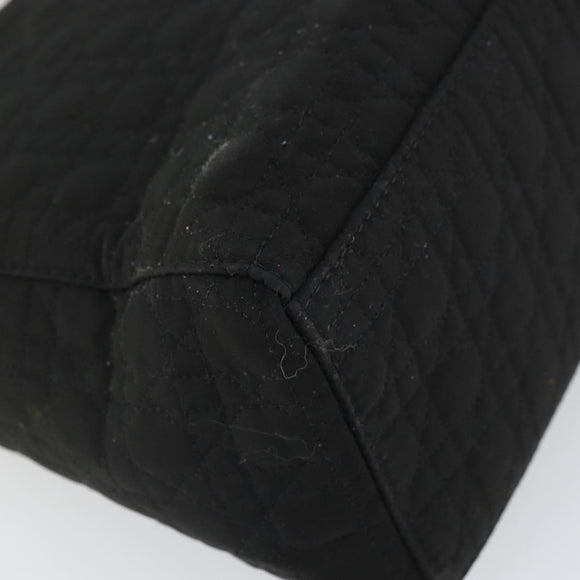 Christian Dior Lady Dior Canage Hand Bag Nylon Black Gold Auth 163297