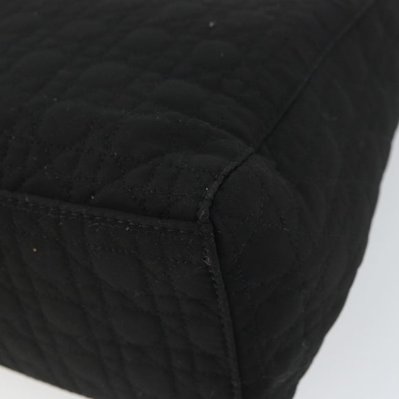 Christian Dior Lady Dior Canage Hand Bag Nylon Black Gold Auth 163297