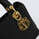 Christian Dior Lady Dior Canage Hand Bag Nylon Black Gold Auth 163297-17