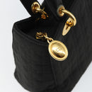 Christian Dior Lady Dior Canage Hand Bag Nylon Black Gold Auth 163297-10