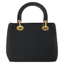 Christian Dior Lady Dior Canage Hand Bag Nylon Black Gold Auth 163297-2