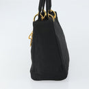 Christian Dior Lady Dior Canage Hand Bag Nylon Black Gold Auth 163297-3