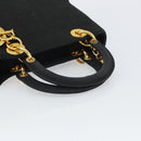Christian Dior Lady Dior Canage Hand Bag Nylon Black Gold Auth 163297-7