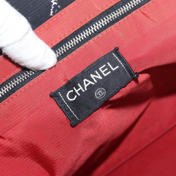 CHANEL Travel Line Tote Bag Nylon Black CC Auth 163298