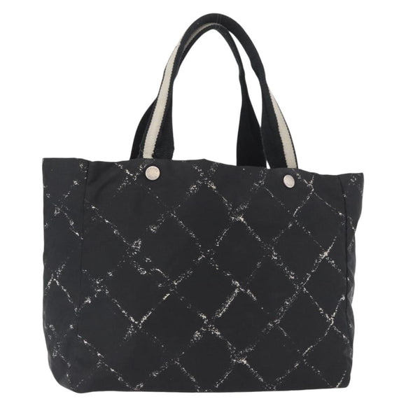 CHANEL Travel Line Tote Bag Nylon Black CC Auth 163298