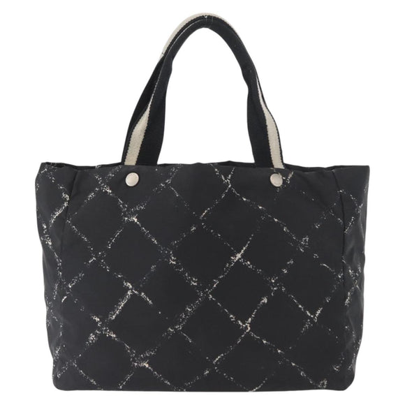 CHANEL Travel Line Tote Bag Nylon Black CC Auth 163298