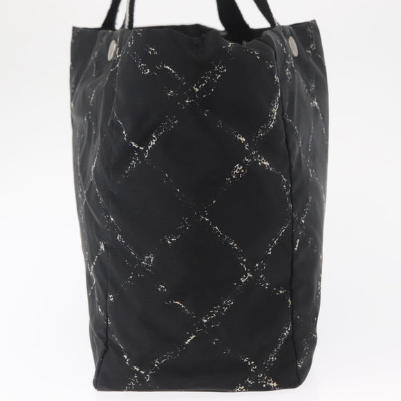 CHANEL Travel Line Tote Bag Nylon Black CC Auth 163298