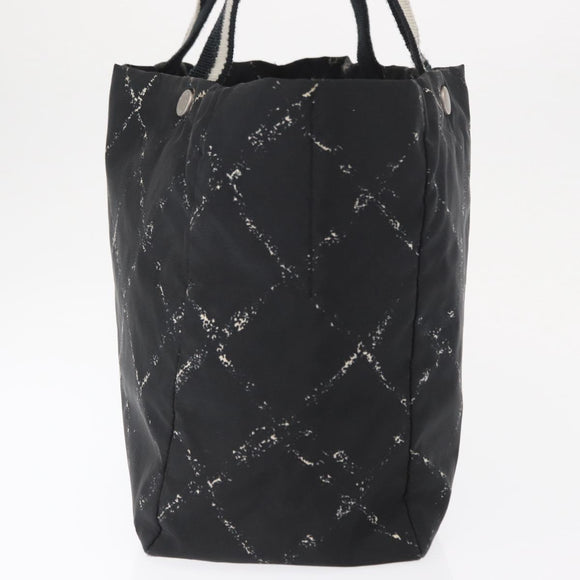 CHANEL Travel Line Tote Bag Nylon Black CC Auth 163298