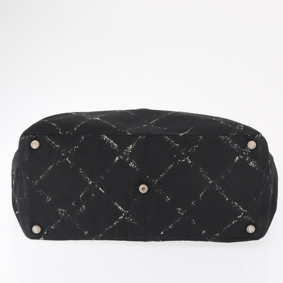 CHANEL Travel Line Tote Bag Nylon Black CC Auth 163298