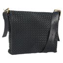 BOTTEGAVENETA INTRECCIATO Shoulder Bag Leather Black Gold Auth 163299-1