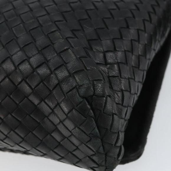 BOTTEGAVENETA INTRECCIATO Shoulder Bag Leather Black Gold Auth 163299