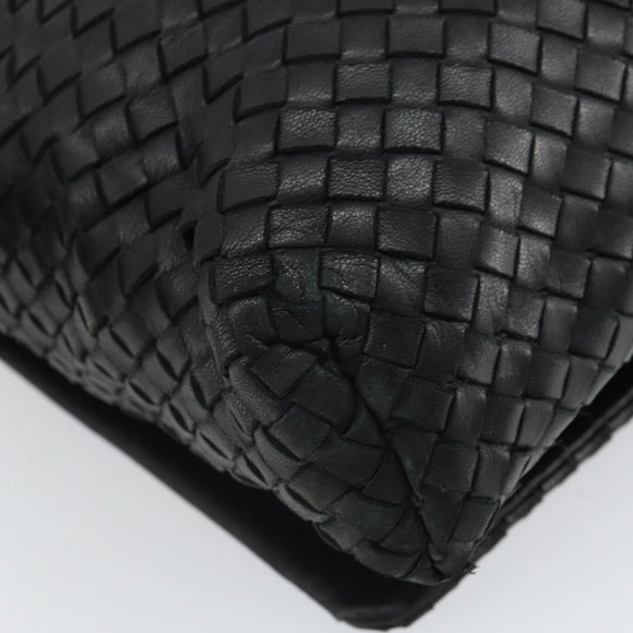 BOTTEGAVENETA INTRECCIATO Shoulder Bag Leather Black Gold Auth 163299