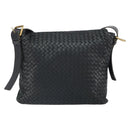 BOTTEGAVENETA INTRECCIATO Shoulder Bag Leather Black Gold Auth 163299-3