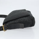 BOTTEGAVENETA INTRECCIATO Shoulder Bag Leather Black Gold Auth 163299-5