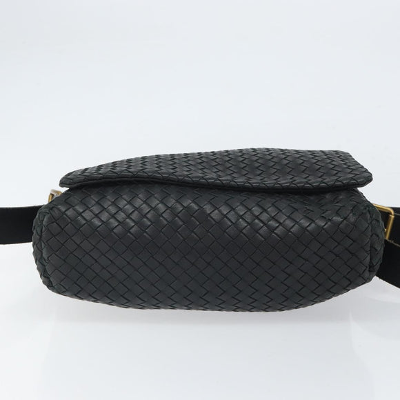 BOTTEGAVENETA INTRECCIATO Shoulder Bag Leather Black Gold Auth 163299