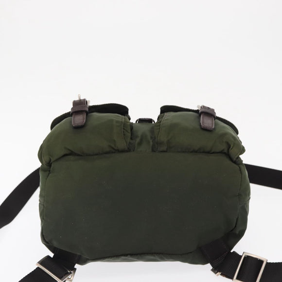 PRADA Backpack Nylon Khaki Silver Auth 163300