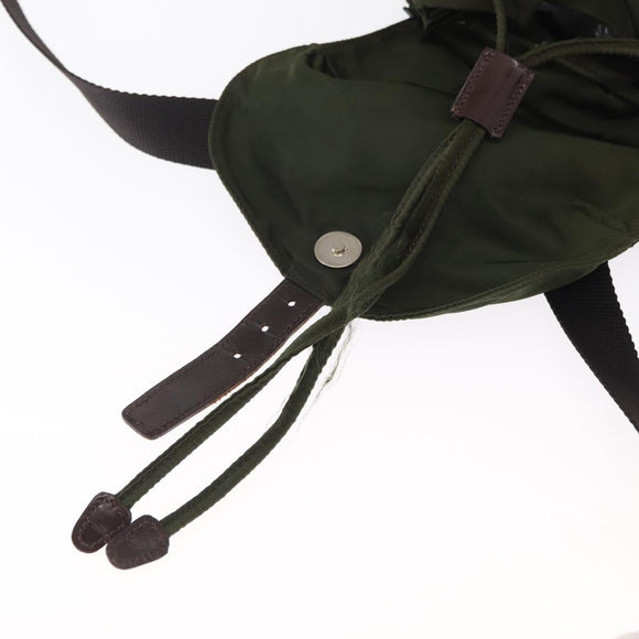 PRADA Backpack Nylon Khaki Silver Auth 163300