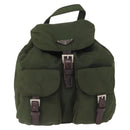 PRADA Backpack Nylon Khaki Silver Auth 163300-13