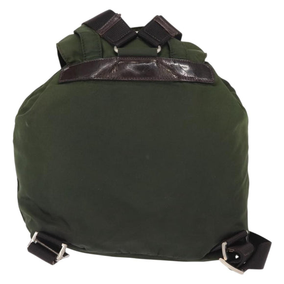 PRADA Backpack Nylon Khaki Silver Auth 163300