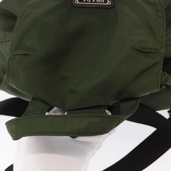 PRADA Backpack Nylon Khaki Silver Auth 163300