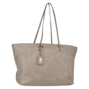 FENDI Celeria Tote Bag Leather Silver Auth 163303-1