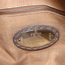 FENDI Celeria Tote Bag Leather Silver Auth 163303-19