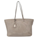 FENDI Celeria Tote Bag Leather Silver Auth 163303-13