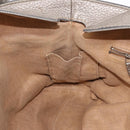 FENDI Celeria Tote Bag Leather Silver Auth 163303-21