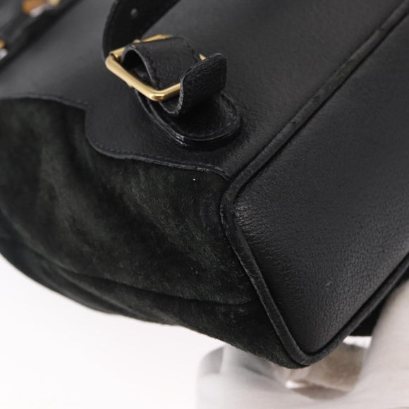 GUCCI Bamboo Backpack Suede Black Gold 003 1705 0030 Auth 163304